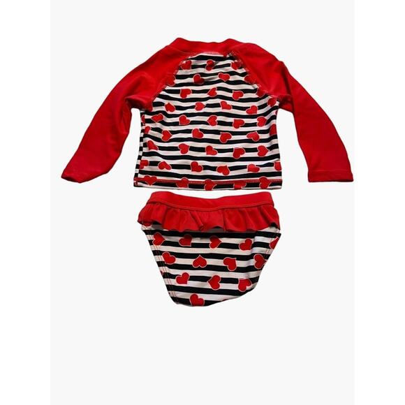 InGear Infant Girls Size 12 months Rash Guard Swim Set Long Sleeve Top Ruffle Bo - Picture 2 of 6